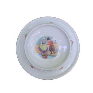 ROYAL Baby Plate 1905 Dutch Children Sailing Wooden Shoe as their Boat Vintage